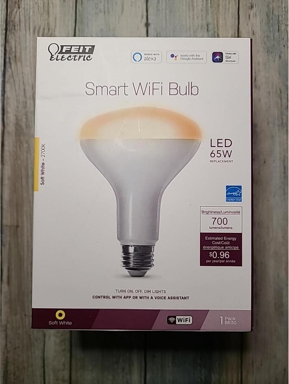 FEIT Electric 65-Watt BR30 Smart WiFi LED Flood Light Bulb - Soft White - NEW